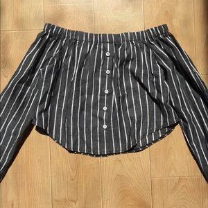 Striped button-down crop-top